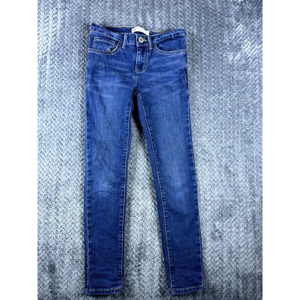Levi's 710 Super Skinny Jeans Girls 7 Atomic Blue Denim Stretch Low Rise Whisker